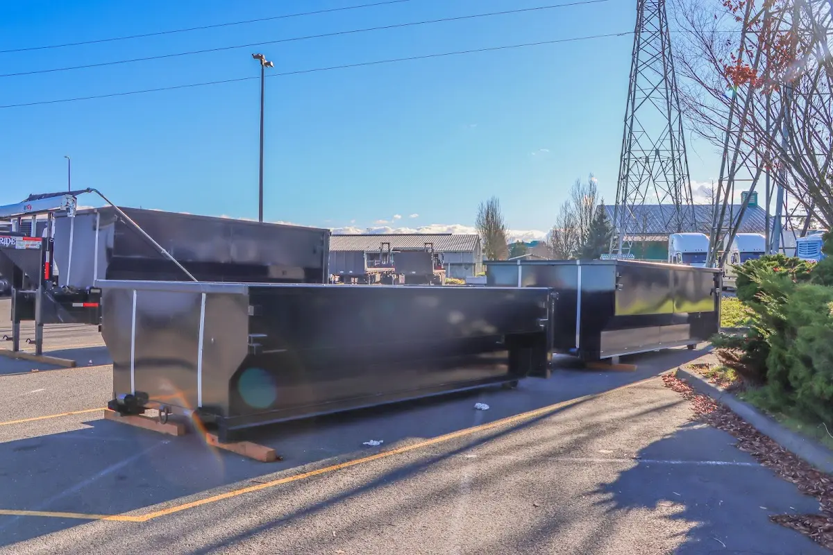 Roll-off dumpster ready for waste disposal at job site for 30 Yard Dumpster Rental in Lake Mathews